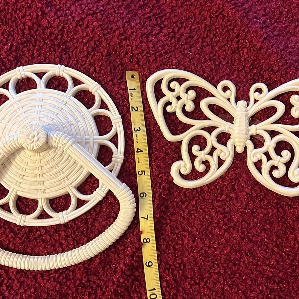 Vintage Homco Home Interiors White Bathroom butterfly decor set